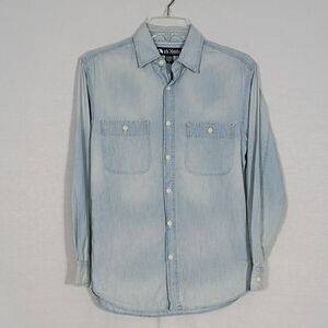 NWT U.S. Forces Sky Blue Denim Button Down Long Sleeve Shirt Mens Size Small